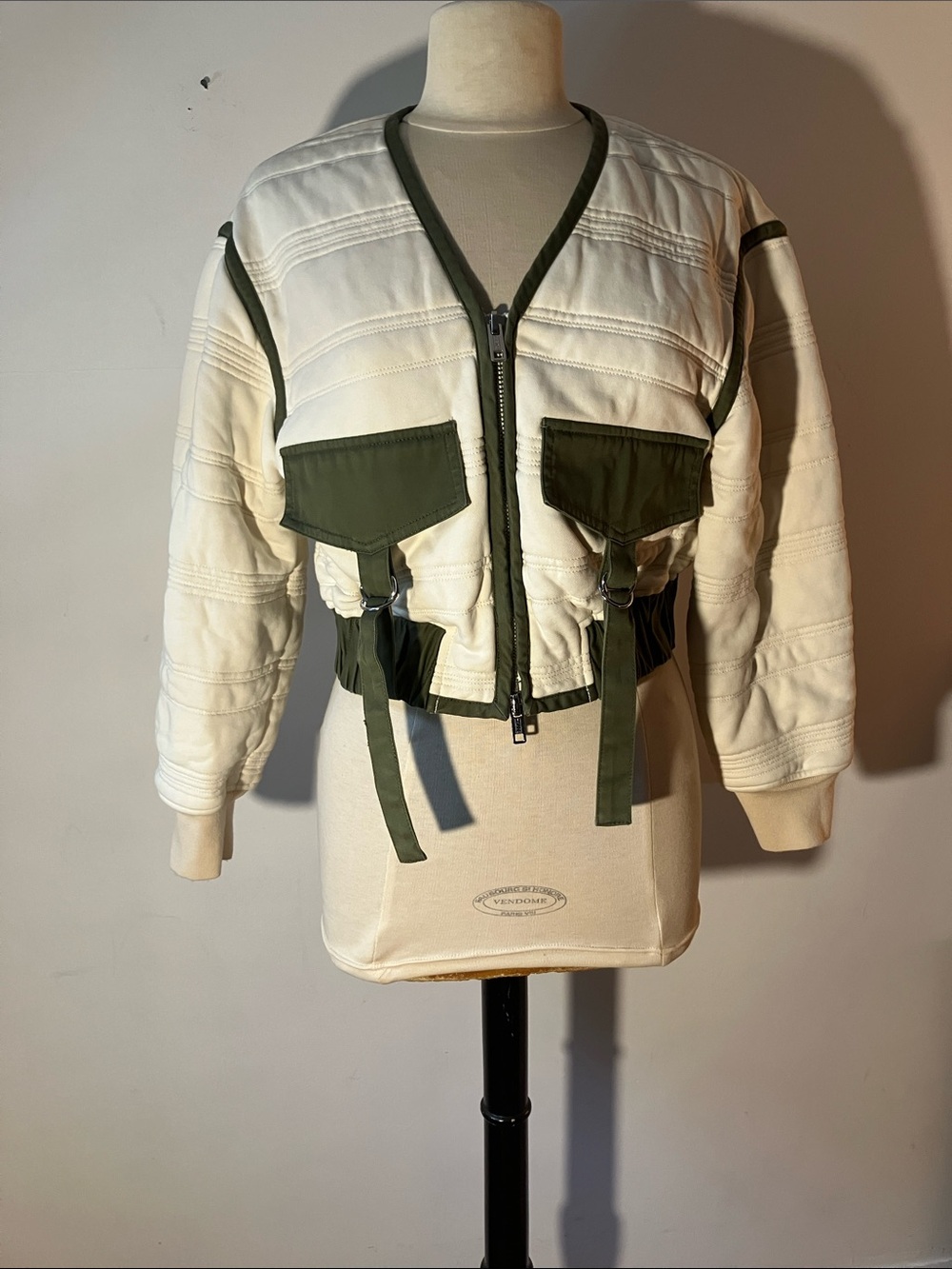 3.1 Philip Lim cream and army green, short jacket size petite small